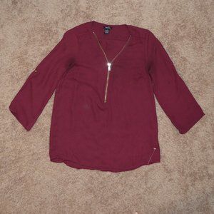 Burgandy Half Zipper Dress shirt